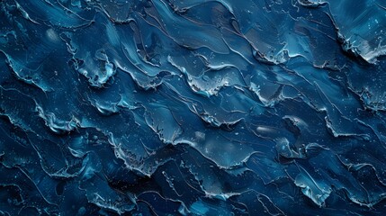 Close-up of the deep blue sea surface with a textured pattern of ripples and waves
