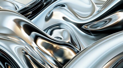 Abstract background with liquid metal texture. Contemporary metallic silver dynamic backdrop