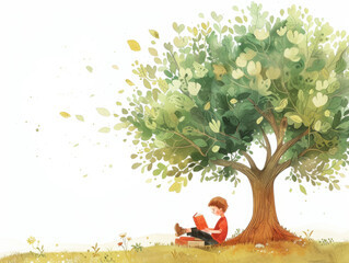 reading under a tree