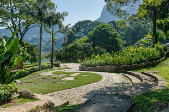 Landscape Garden at Sitio Roberto Burle Marx, a UNESCO World Heritage Site in Rio de Janeiro, Brazil