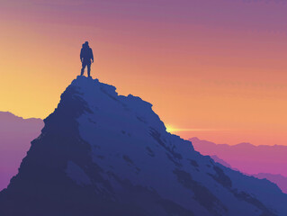 standing on mountain peak