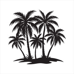 Obraz premium Palm Trees silhouette design vector art AI generated 