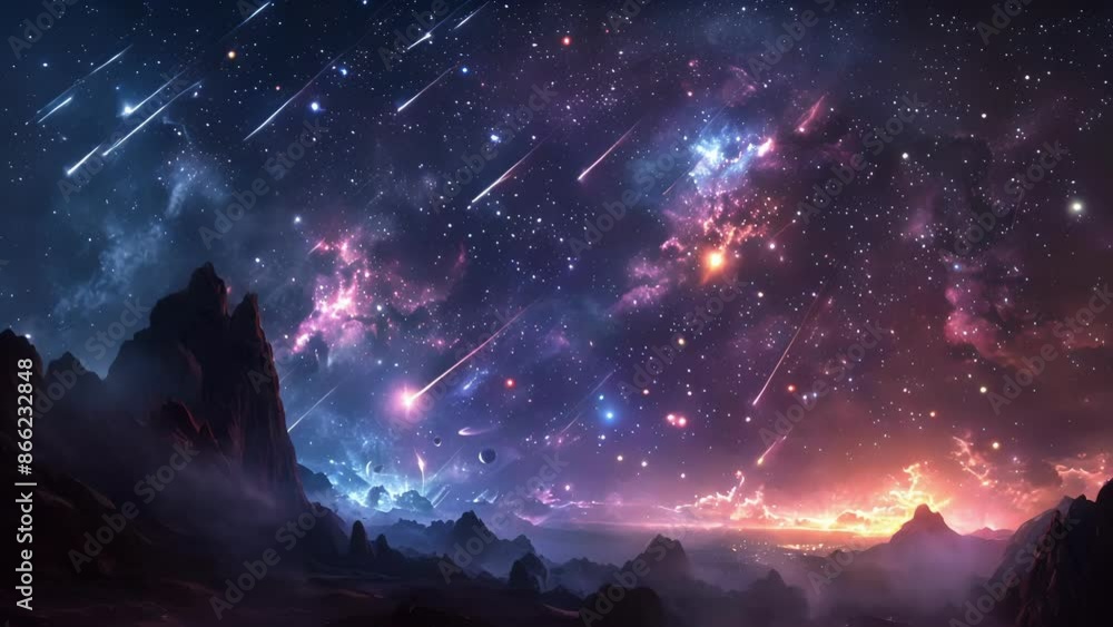 Poster the stars seemed to align in perfect harmony with the meteors as if they were working in tandem to c