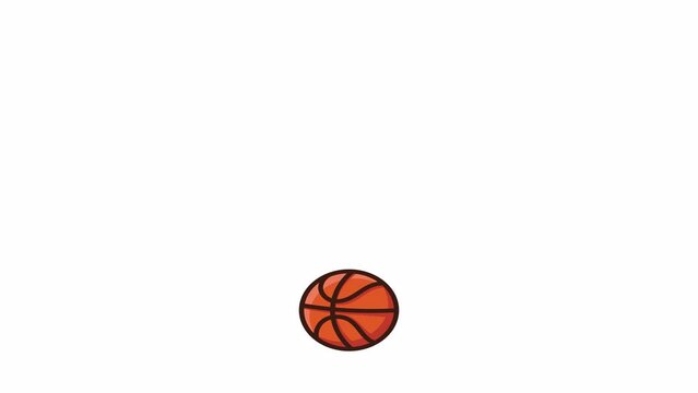 Fast bouncing basketball. Loopable 2d animation video. Motion graphics with alpha channel.