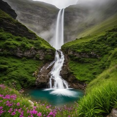 Fototapeta premium Mountain side waterfall