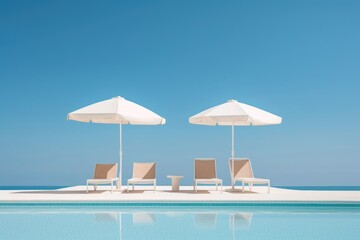 Fototapeta premium Swimming pool architecture furniture umbrella.