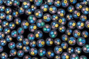 Group of electrical cable cross-section as background