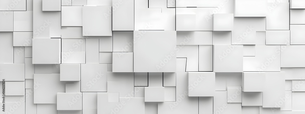 Poster abstract white background with squares and geometry, 3d rendering. simple geometric shapes on the wa