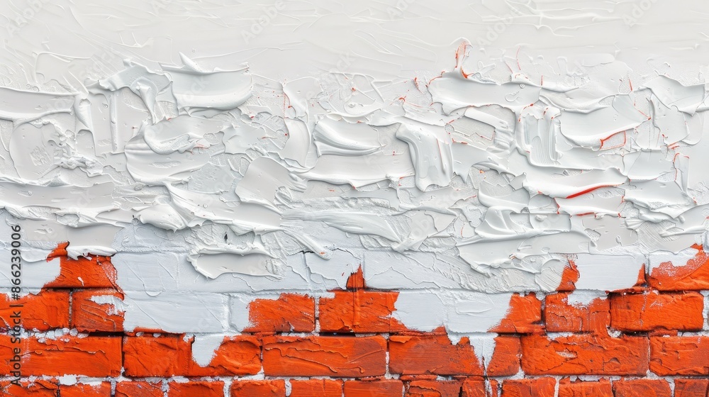 Poster red brick wall mixed with white plaster for text space and pattern