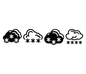 snowy cloud weather icons symbol vector design simple black white color illustration collection set isolated