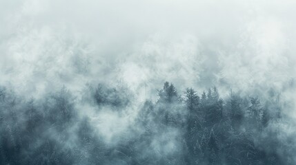 Fototapeta premium Light grey smoke resembling a silver mist against a background of winter haze