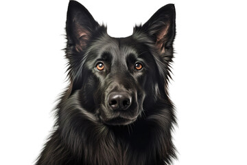 Shadows Dance: A Melancholic Black Dog in a World of White on White or PNG Transparent Background.