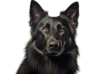 Shadows Dance: A Melancholic Black Dog in a World of White on White or PNG Transparent Background.