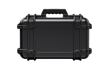 Rugged Black Protective Case With Secure Latches in a Studio Setting on White or PNG Transparent Background.