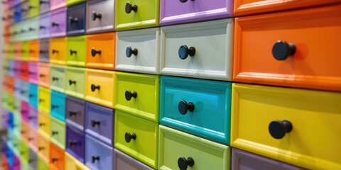 Colorful Drawers with Black Knobs