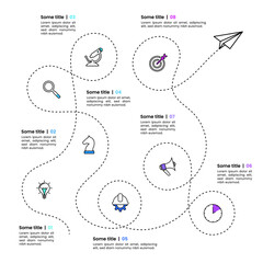 Infographic template. Zigzag path with 8 steps