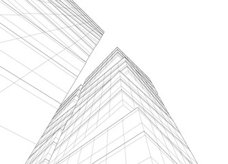 Fototapeta premium Abstract modern building. Architecture concept sketch. 