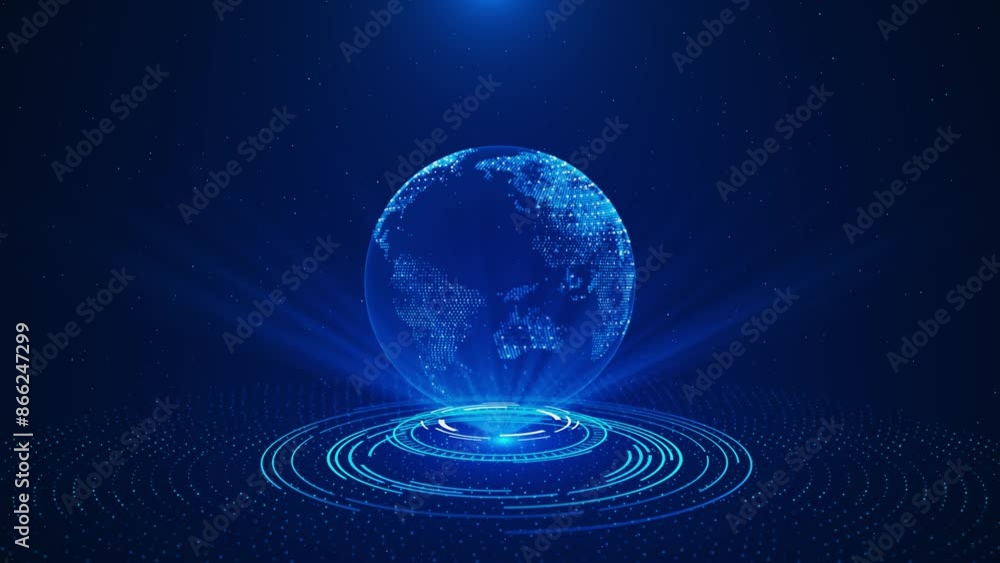 Poster futuristic globe virtual planet earth cyber space globe background. digital technology map concept. 