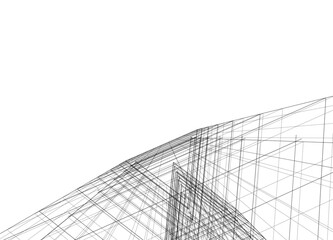 Abstract modern building. Architecture concept sketch. 