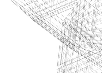 Abstract modern building. Architecture concept sketch. 