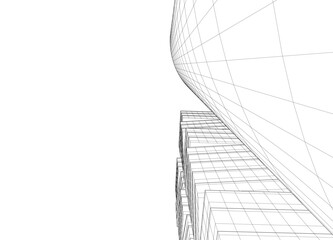 Abstract modern building. Architecture concept sketch. 