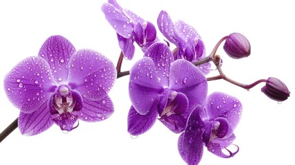 Stunning purple orchids captured against a white background