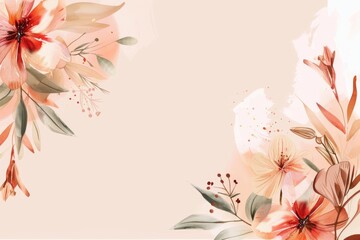Naklejka premium Pastel Floral Frame with Elegant Blossoms and Foliage