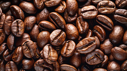 Obraz premium close up of coffee beans roasted, coffee beans background 
