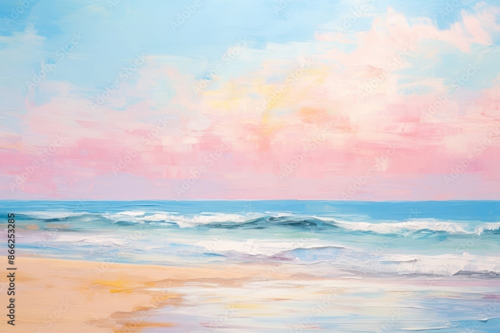 Wall mural Beach and sky painting backgrounds landscape.