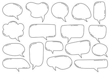 Obraz premium Hand drawn outline speech bubbles collection