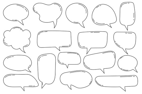 Hand drawn outline speech bubbles collection