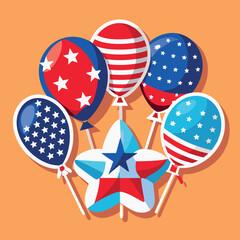 Fourth of July balloons featuring American flags 