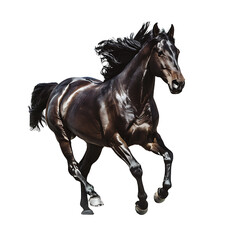 Fototapeta premium Horse isolated on white background, running in field, on transparent background. 
