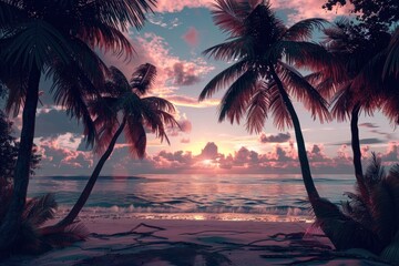 Fototapeta premium Coconut trees beach landscape outdoors.