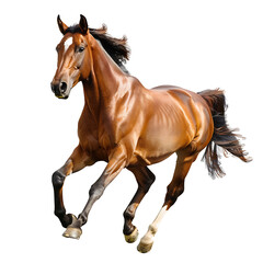 Obraz premium Horse isolated on white background, running in field, on transparent background. 