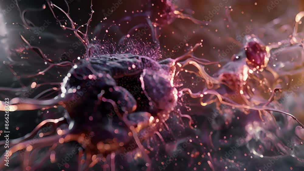 Poster a phasecontrast microscopy animation showing a schwann cell in the process of engulfing and digestin