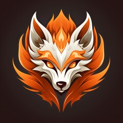 Obraz premium Fiery Fox Illustration. Mythical Creature, Logo Design