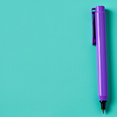 A purple marker positioned in the bottom left corner of a solid teal background, perfect for drawing and coloring.