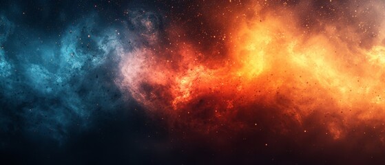 Dive into creativity with a unique abstract design featuring a dark orange, yellow, and blue gradient backdrop, enhanced by a grainy texture and black noise.