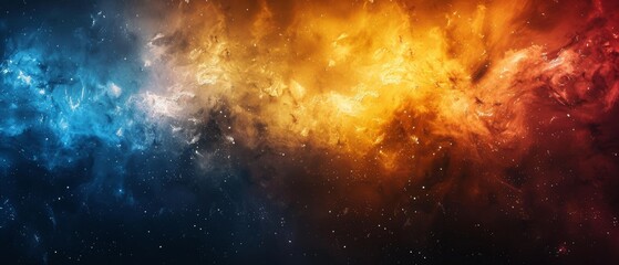 Naklejka premium Dive into creativity with a unique abstract design featuring a dark orange, yellow, and blue gradient backdrop, enhanced by a grainy texture and black noise.