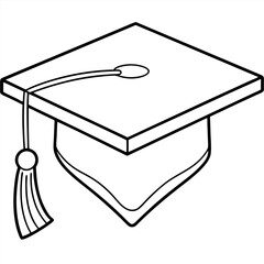 Coloring pages of a gown, and graduation hat, drawn by hand as an illustration design symbol

