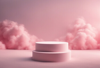 Background podium pink 3d product sky platform display cloud pastel scene render stand Pink podium s