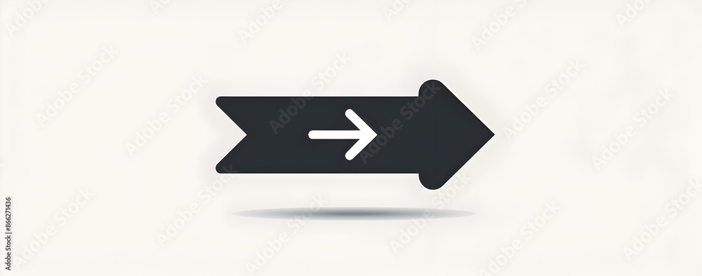 Poster a simple arrow pointing left, flat vector illustration with black color on white background, no shad