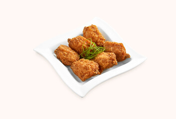 Chicken Wings in Shrimp Paste served in plate isolated on grey background side view of hong kong food