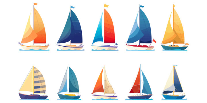 Set of sailboat icon isolated on a white background