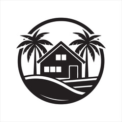 AI Generate a beachfront paradise vector logo for a real estate company specializing in coastal properties 