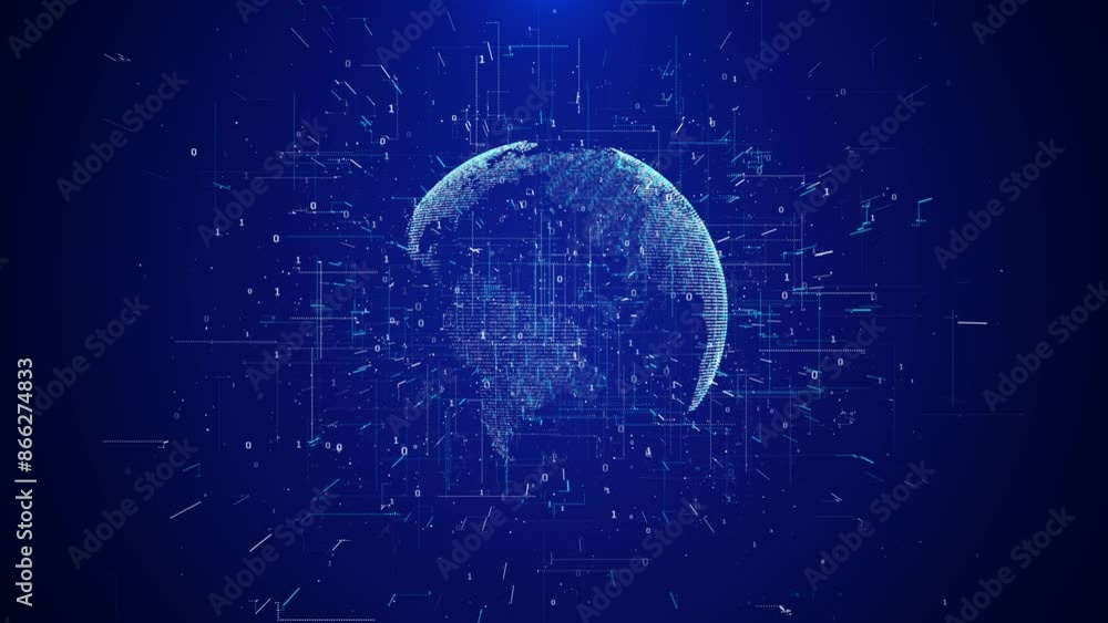 Aufkleber futuristic globe virtual planet earth cyber space globe background. digital technology map concept. 