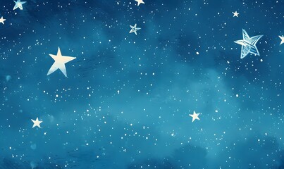 Stars in a blue sky  and a simple illustration style, Generative AI