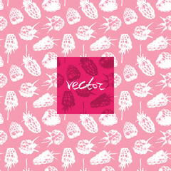 Abstract raspberry hand drawn illustrations. Vector raspberries drawings. Raspberry banner with berries pattern seamless. Juice or jam label design. Blueberries background. Engraved print texture.