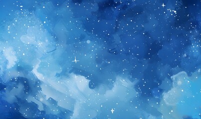 Stars in a blue sky  and a simple illustration style, Generative AI